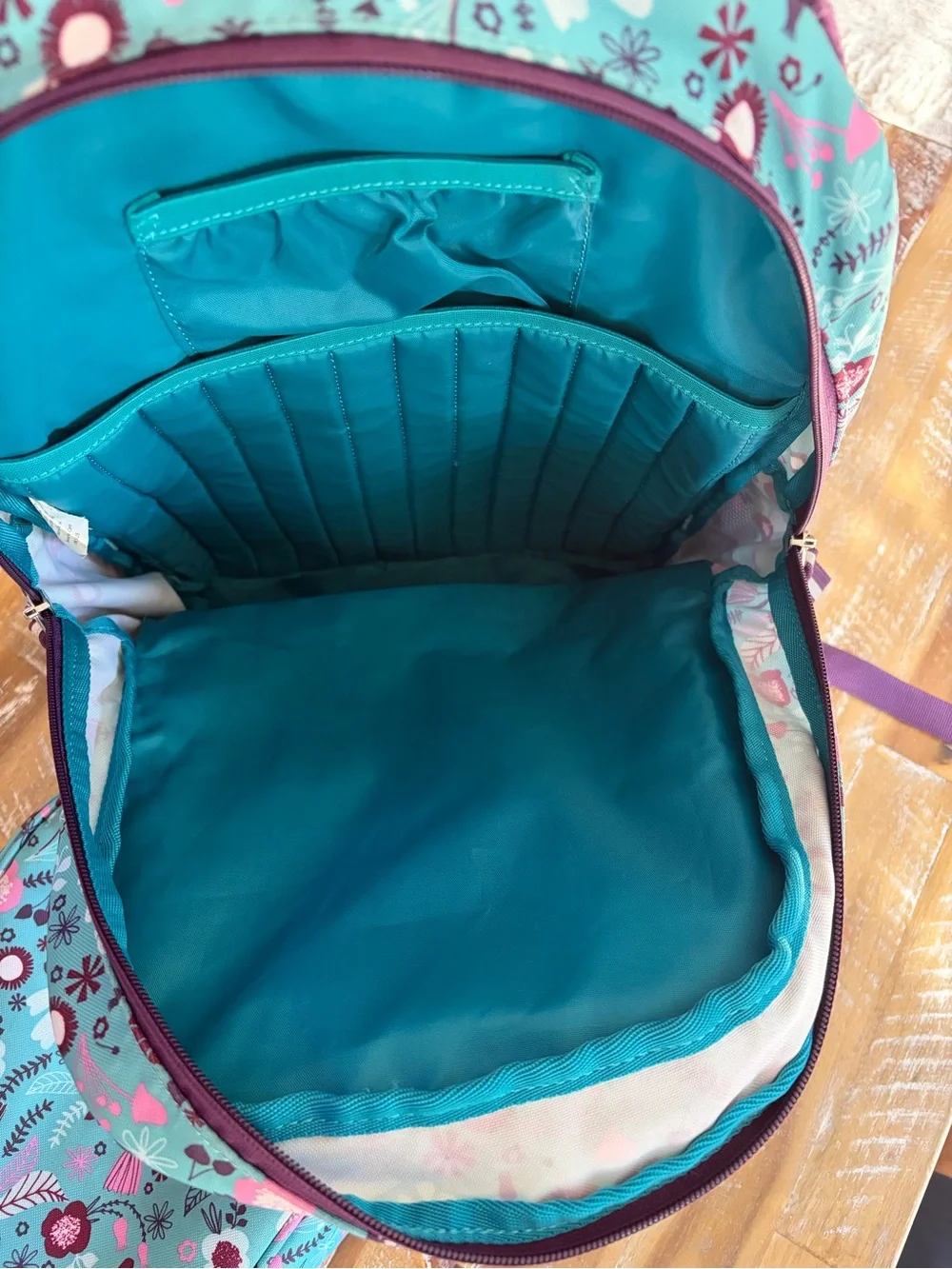 Garnet Hill Teal Floral Kids Backpack and lunchbox